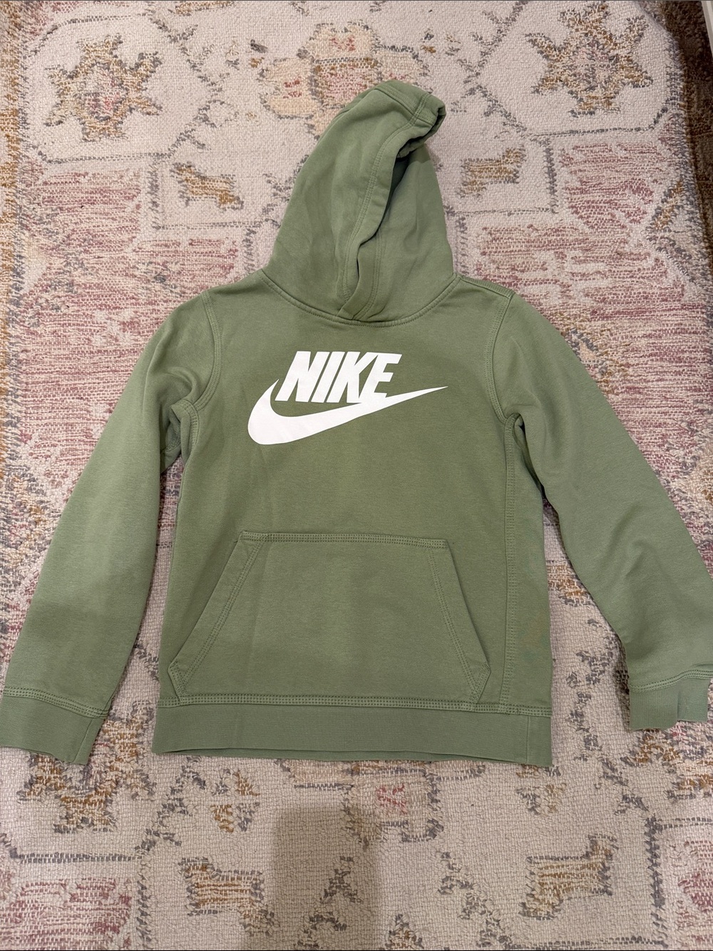 Nike Olive Green Hoodie with White Logo